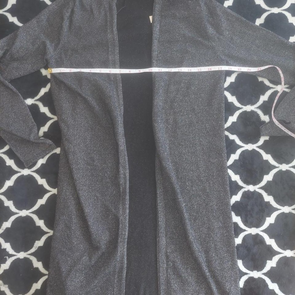 Tahari black/silver open front cardigan XS